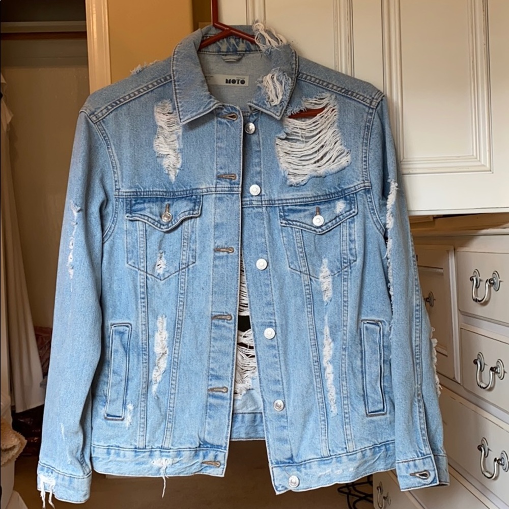 Topshop Distressed Jean Jacket